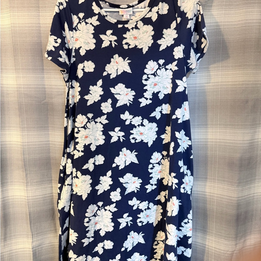 LuLaRoe Navy Blue Floral Midi Dress